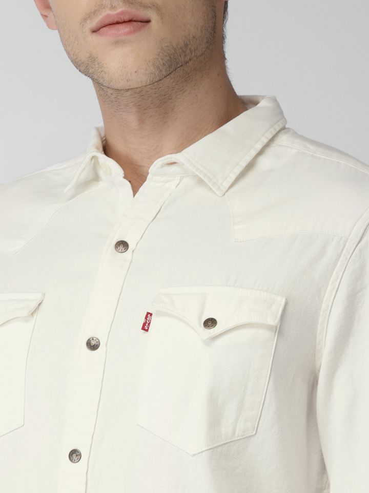 Levi's white denim hotsell shirt