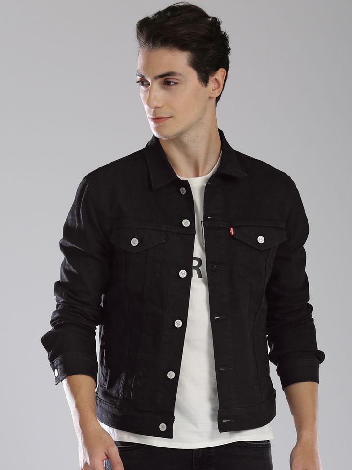 Buy Levis Men Black Solid Denim Jacket 