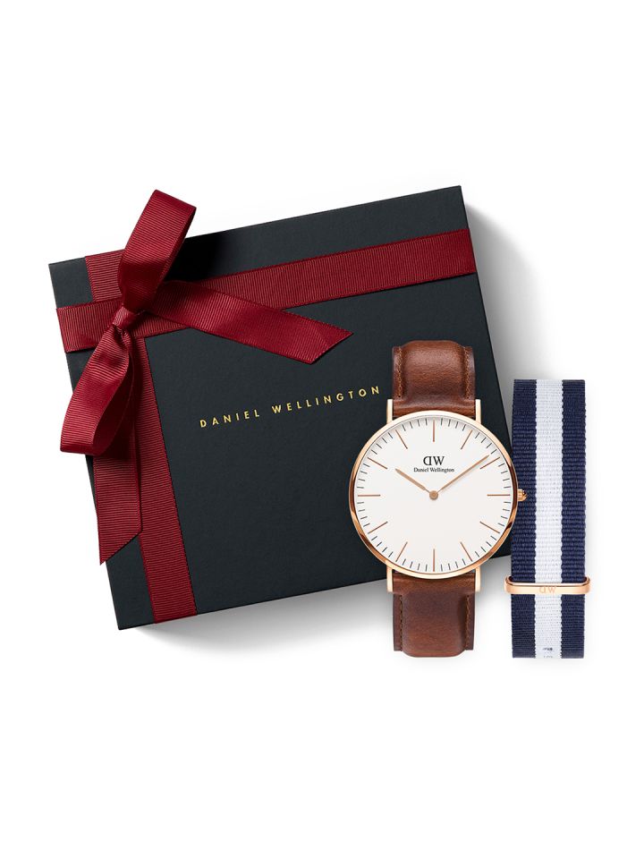 Daniel wellington Men Classic St Mawes 40mm Watch Glasgow Strap Watch Gift Set DW00500012