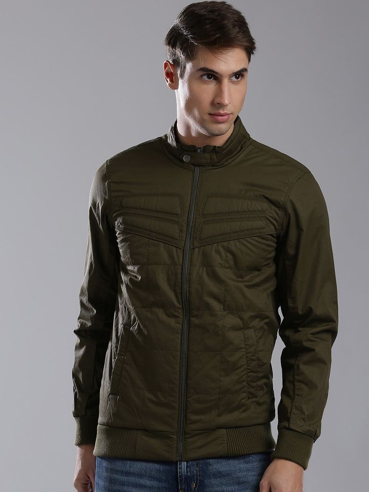 Buy SMAG Men Olive Green Solid Padded 