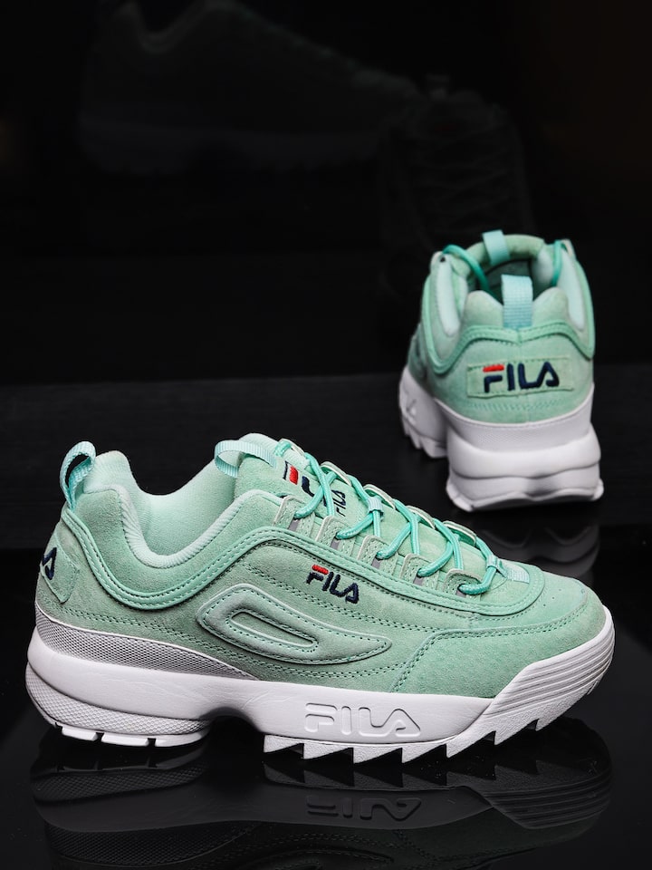 green and white fila shoes