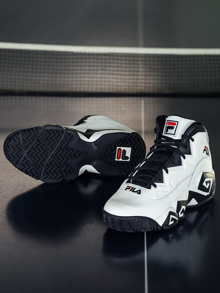 FILA Men White Solid Synthetic Leather Mid Top Sneakers