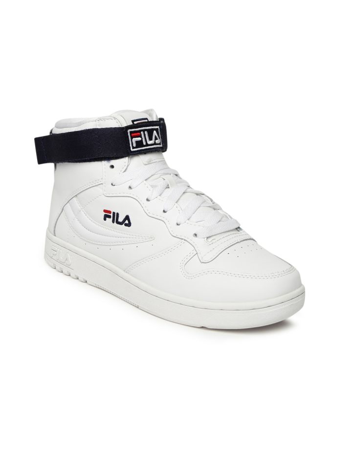 FILA Women White Solid Synthetic Leather Mid Top Sneakers