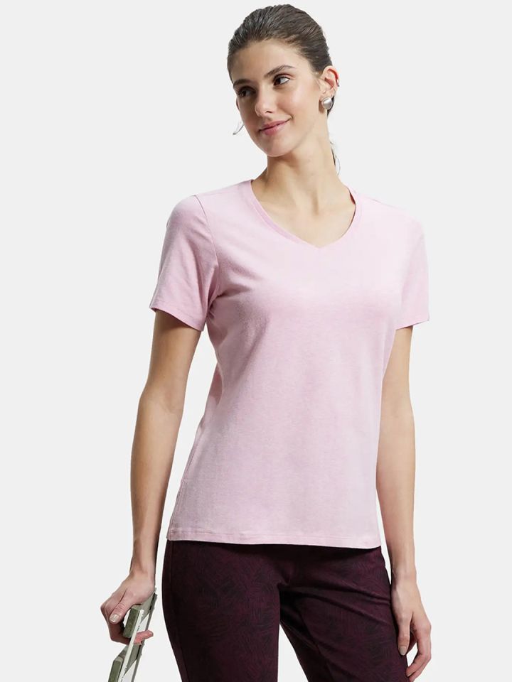 Pink v top neck t shirt