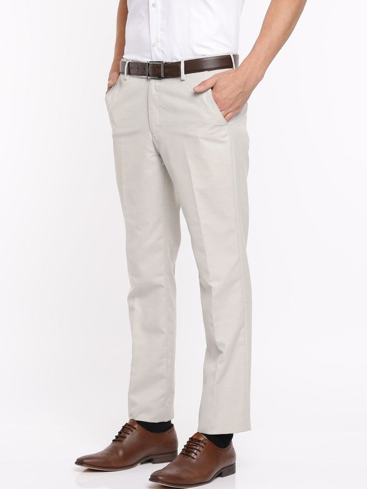 Buy John Miller Men Beige Slim Fit Self 