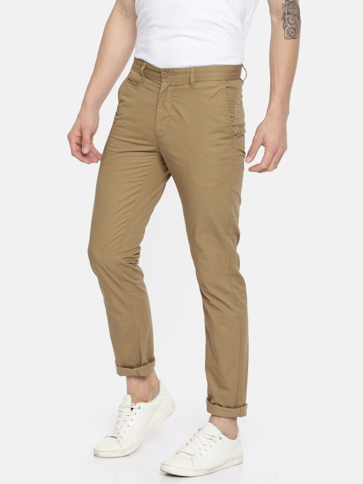 Buy Men's Cream Solid Formal Trousers online | Looksgud.in