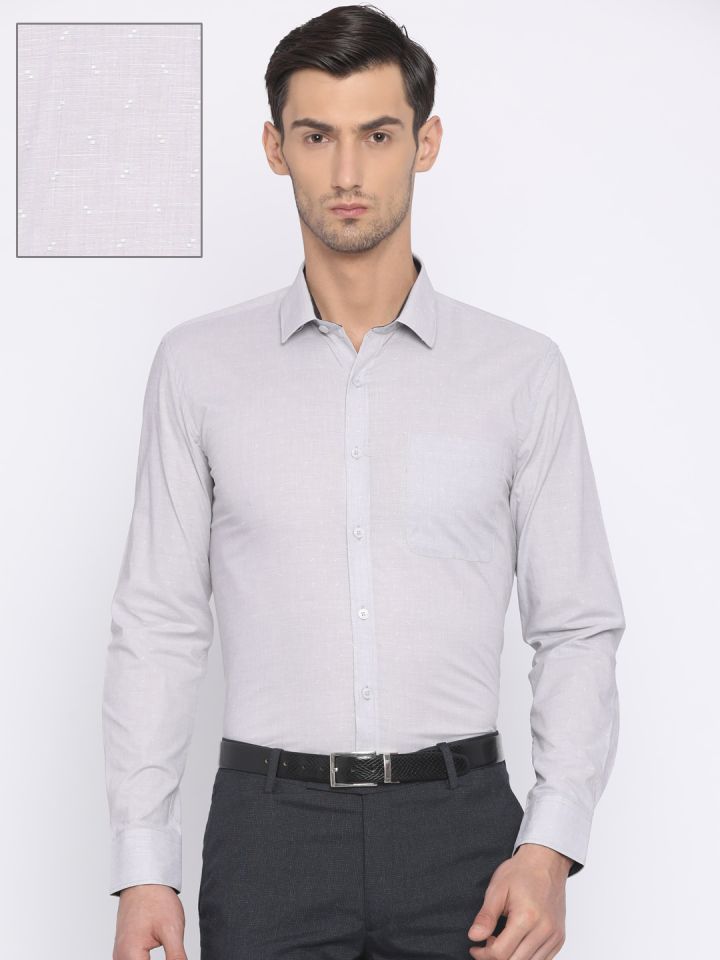 Buy John Miller Men Grey Smart Slim Fit Self Design Casual Shirt