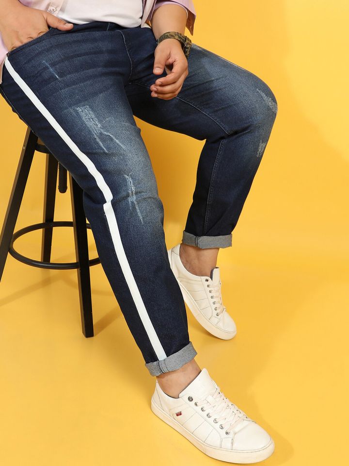 Side stripe jeans mens myntra discount