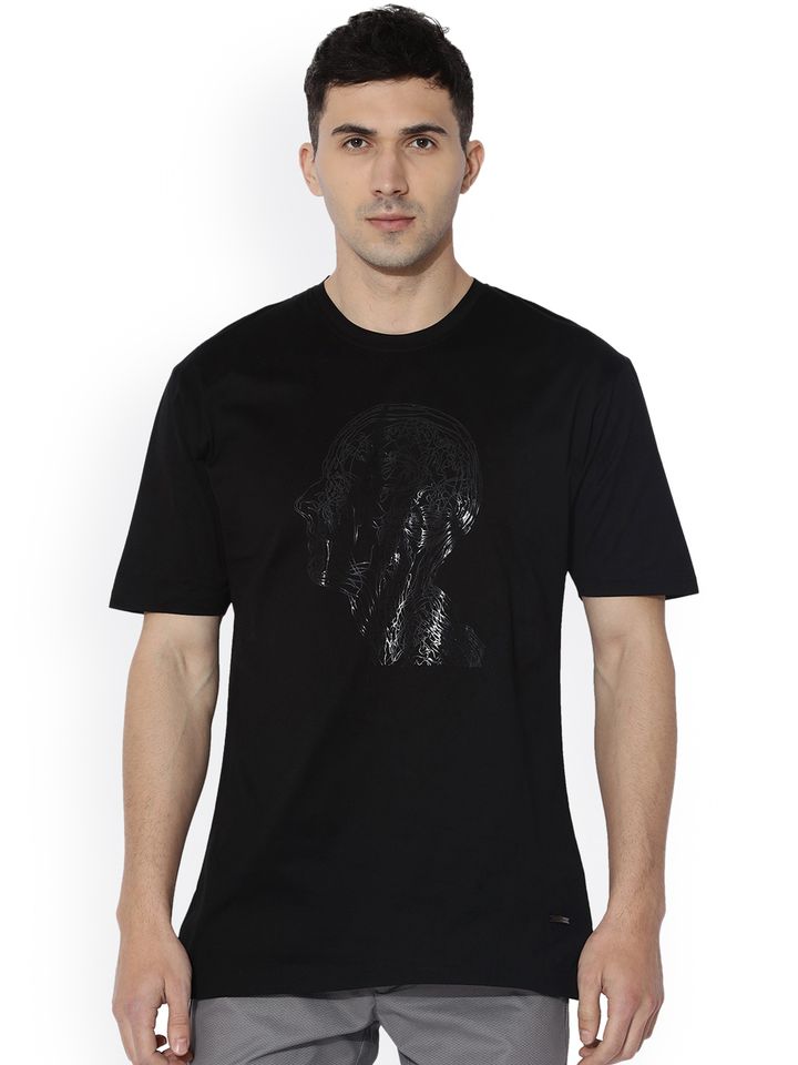 Buy RARE RABBIT Men Black Printed Round 