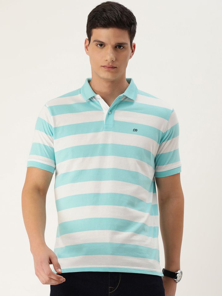 Buy Peter England Men Striped Polo Collar T Shirt Tshirts for