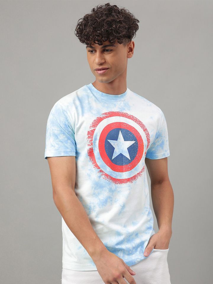 Free Authority Captain America Graphic Printed Pure Cotton Casual T Shirt