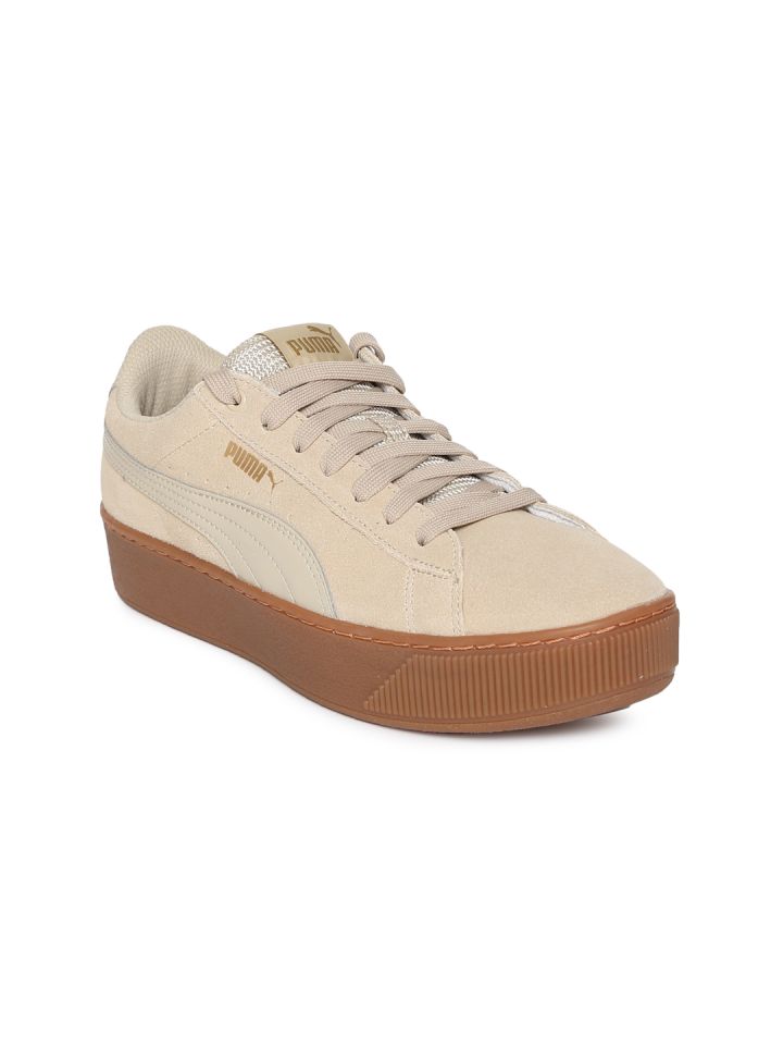 puma platform sneakers beige