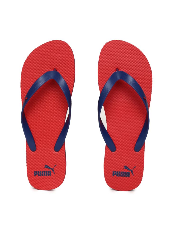Puma red blue flip flops top