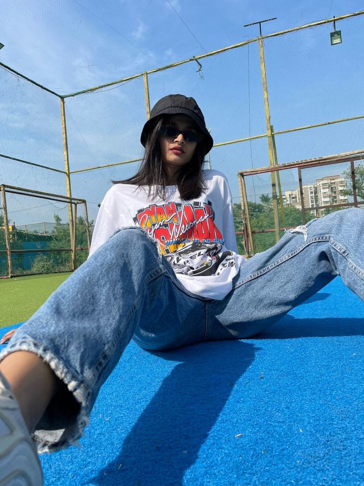 Bonkers Corner White Graphic Printed Drop Shoulder Sleeves Cotton Oversized  T-shirt