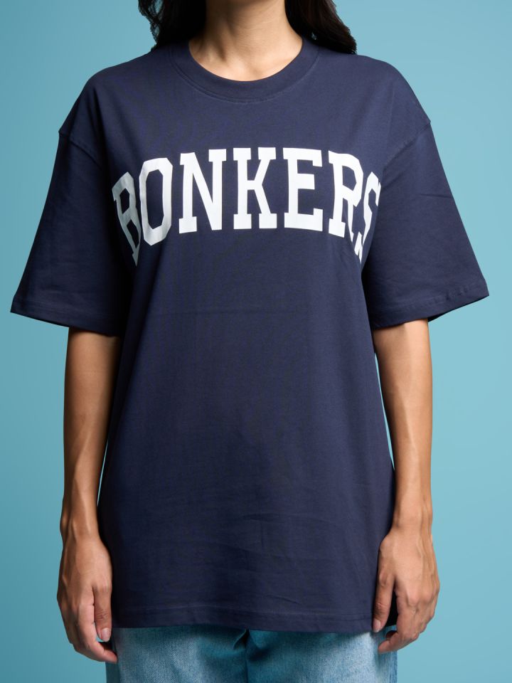 Buy Bonkers Corner Navy Blue Typography Printed Drop Shoulder