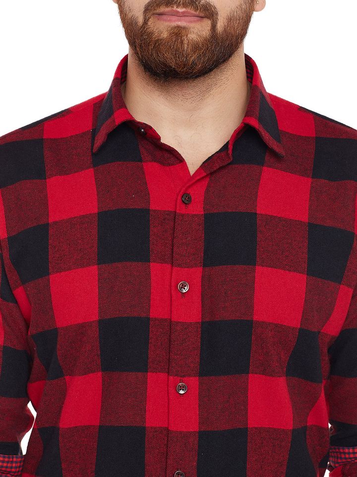 Buy Hancock Men Red \u0026 Black Slim Fit 