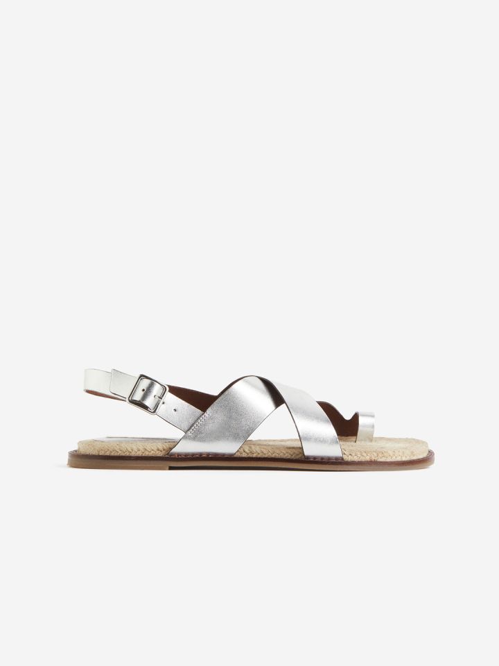 Buy H M Leather Sandals Flats for Women 24318040 Myntra