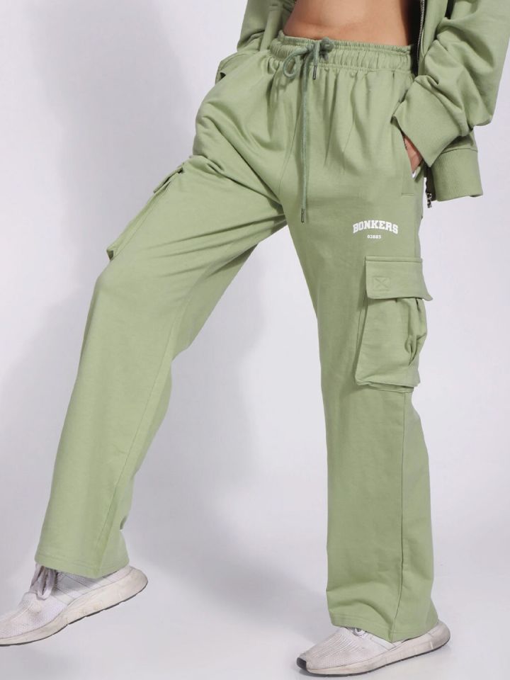 Bonkers Corner Women Green Mid-Rise Straight Fit Track Pants