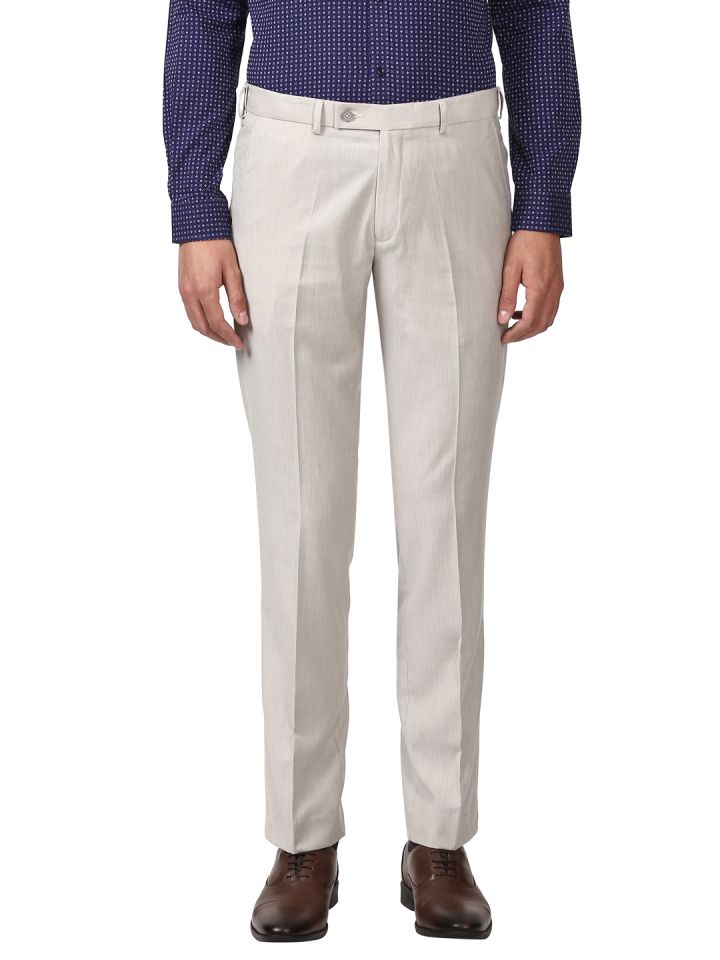 Buy Park Avenue Men Grey Slim Fit Solid