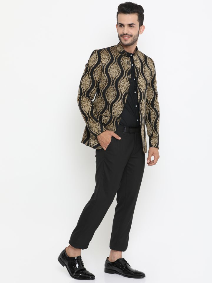 Mens black gold blazer shop