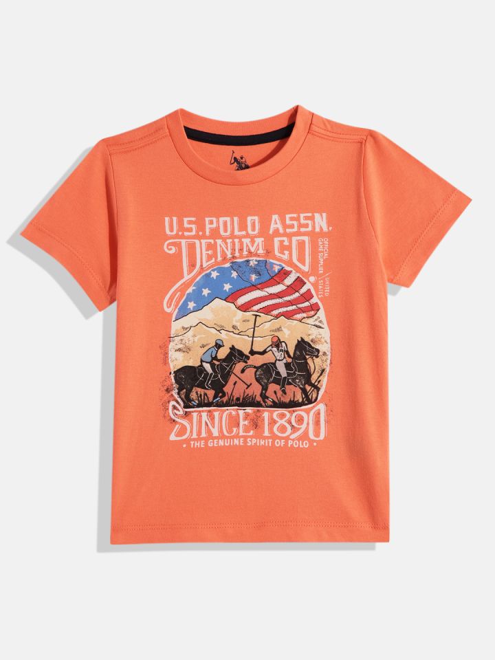 Buy U.S. Polo Assn. Kids Boys Brand Logo Printed Pure Cotton T