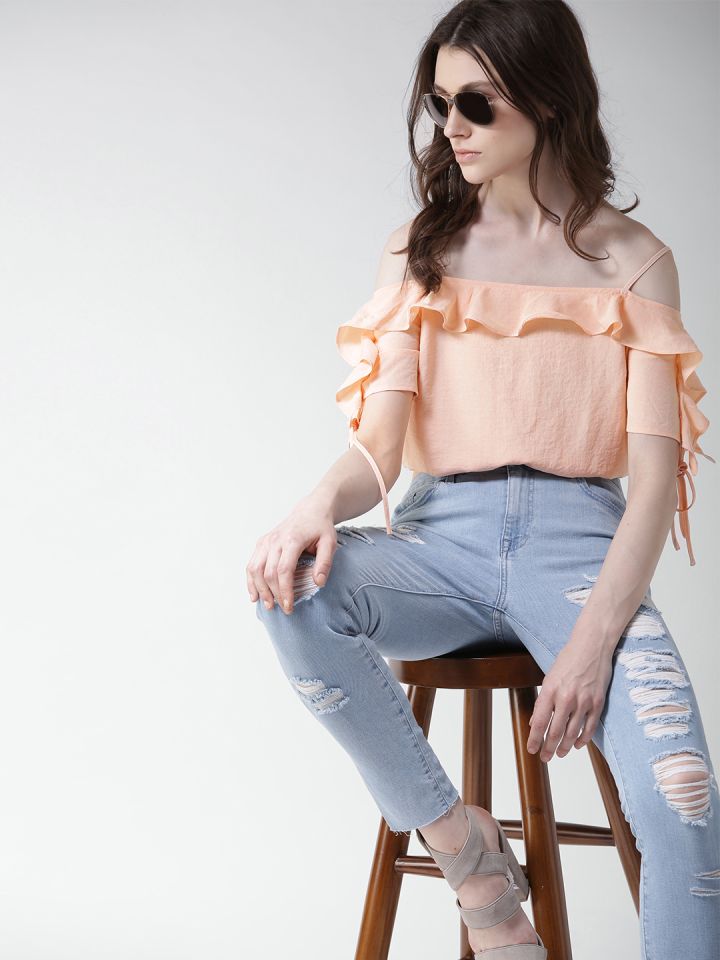 Peach store bardot top