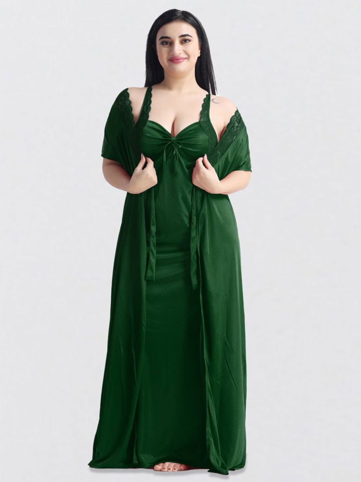 Buy NIGHT KEYS Pack Of 6 Satin Nightdress Set Nightdress for