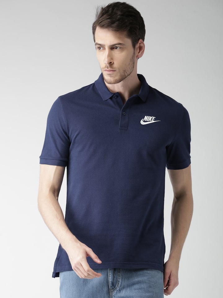 Buy Nike Men Navy Solid Polo Pure Cotton T Shirt - Tshirts for Men 2437426 |