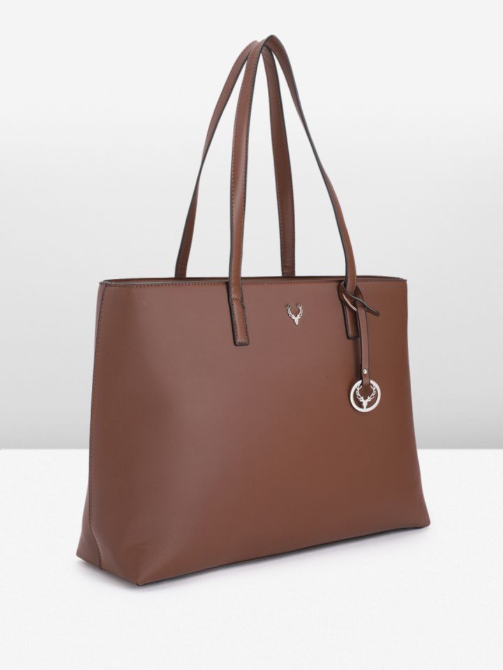 Allen Solly Solid PU Oversized Structured Shoulder Bag with Brand Logo Tasselled Detail