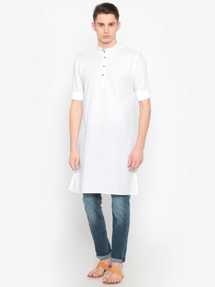Buy British Club Men White Slim Fit Straight Kurta Kurtas For