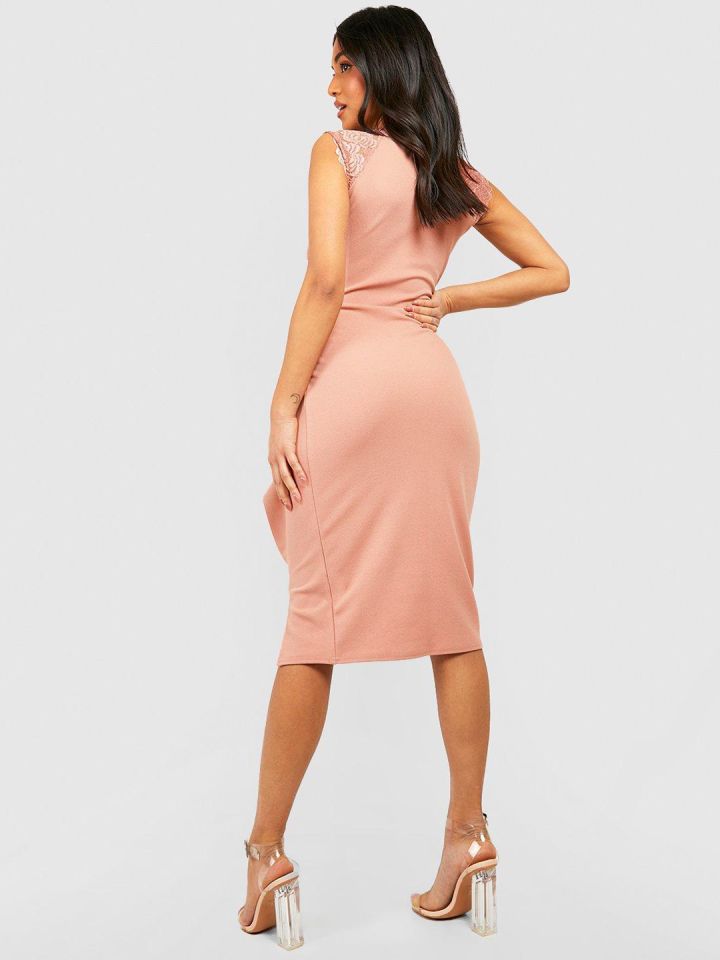Buy Boohoo Petite Lace Panel Cut Out Detail Midi Dress Dresses