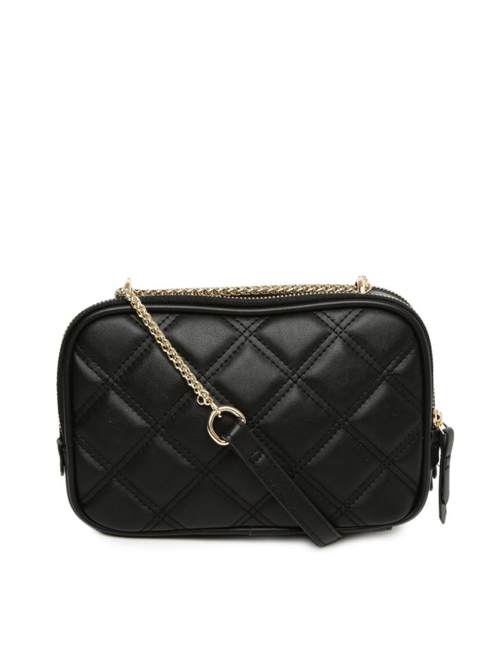 black quilted sling bag
