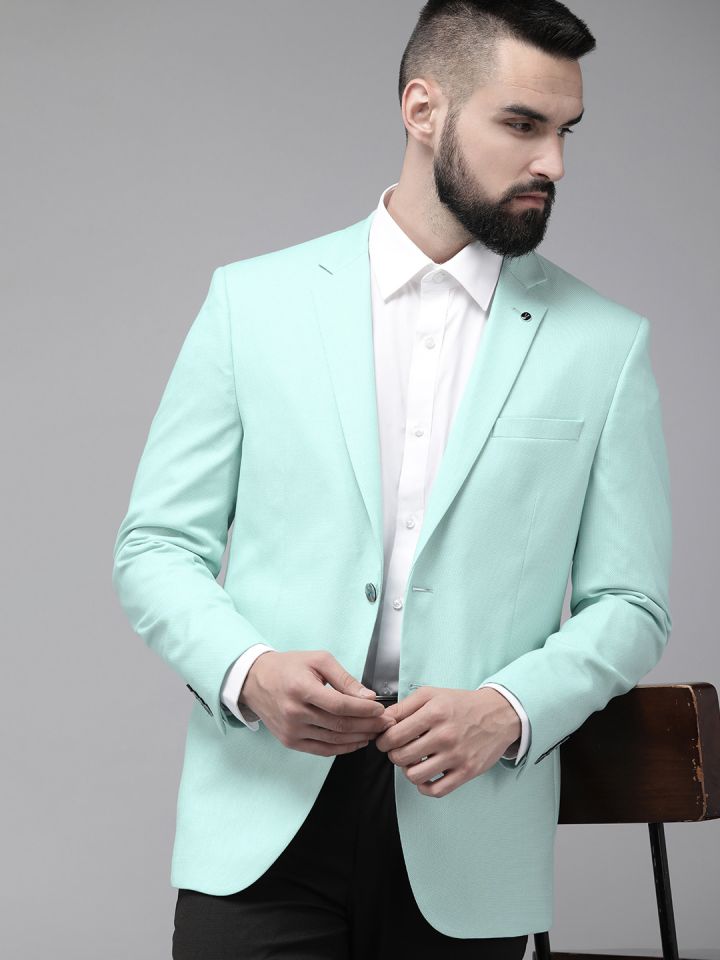 Van Heusen Self Design Textured Slim Fit Single Breasted Formal Blazer