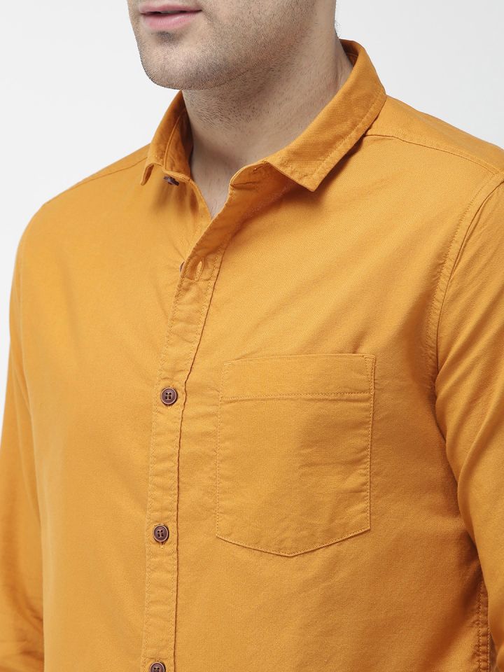 Buy Mast & Harbour Men Mustard Yellow Slim Fit Solid Casual Sustainable  Shirt - Shirts for Men 2444697