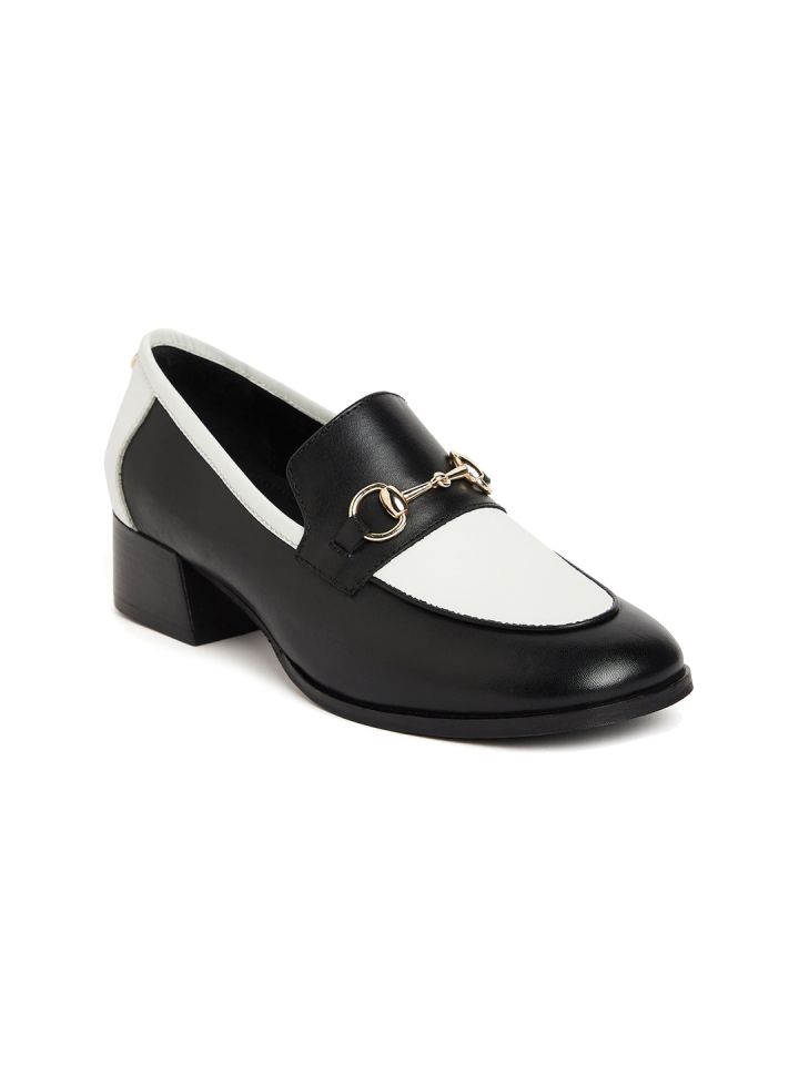 Buy Peach Flores Women Colourblocked Leather Slip On Loafers