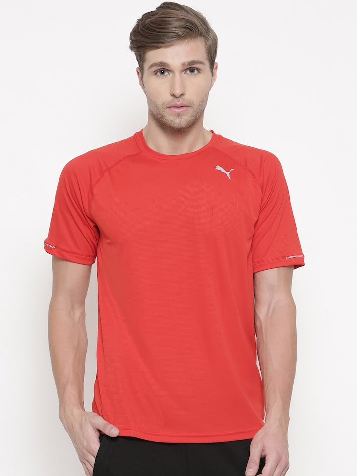 Puma Men Red Core Run S S Tee T Shirt 