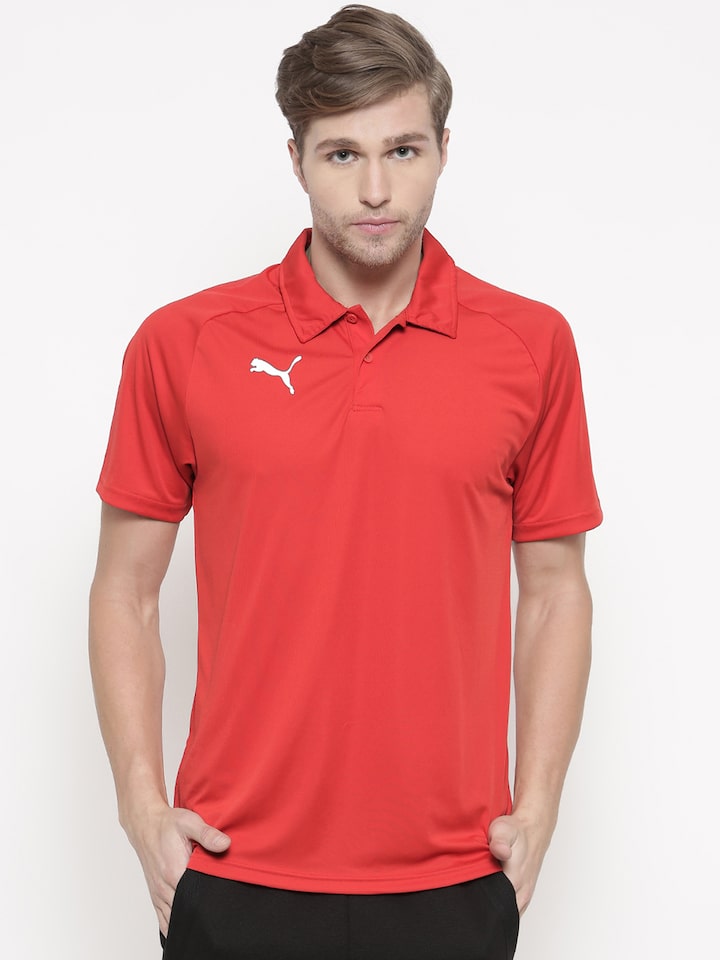 Buy Puma Men Red Liga Sideline Polo Collar T Shirt Tshirts For