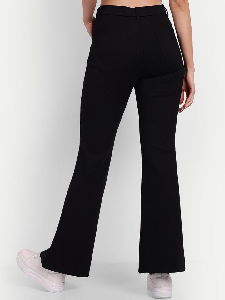 Trousers, Black Smart Bootcut Trousers