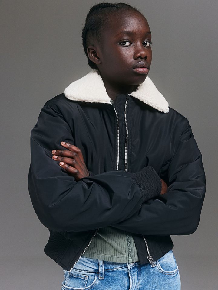 Buy H M Girls Pile Collared Bomber Jacket Jackets for Girls