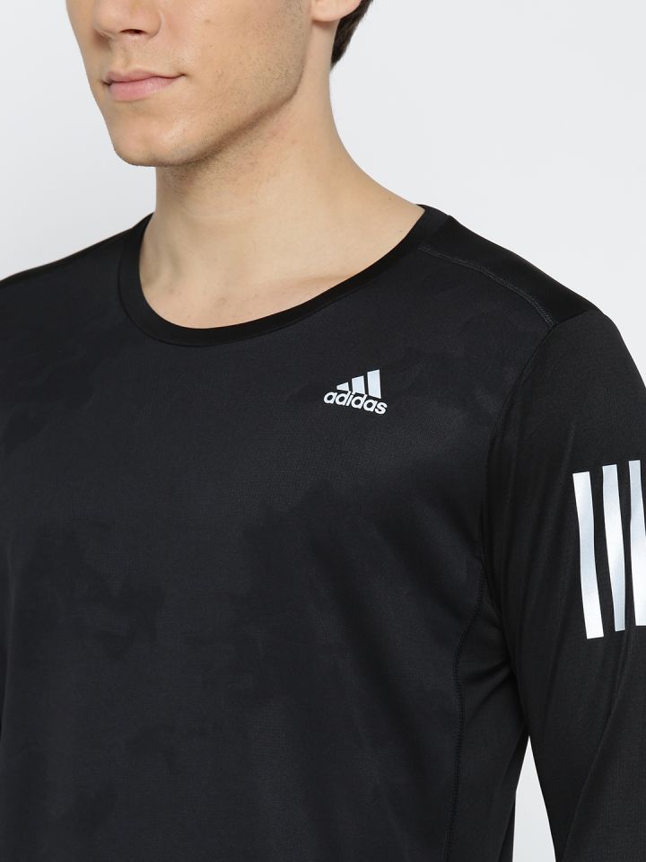 ADIDAS Black RS Solid Round Neck Running T shirt