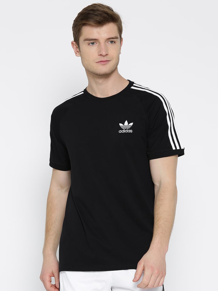 3 Stripes Solid Round Neck T Shirt 