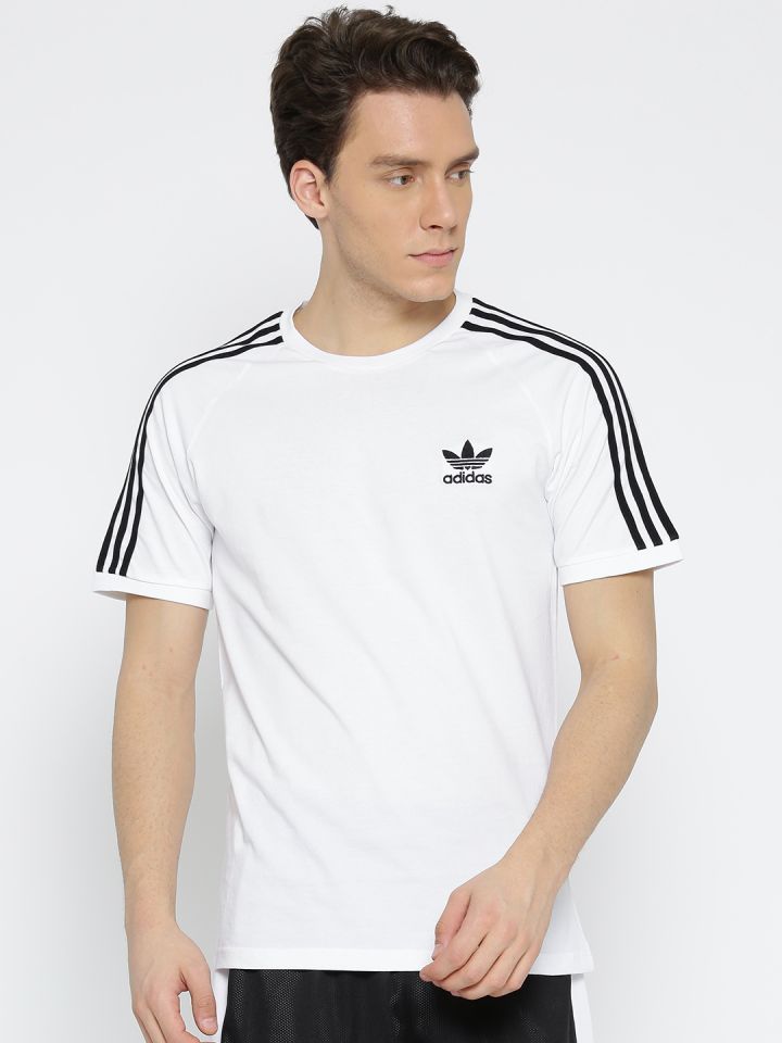 Buy ADIDAS Originals Men White 3 Stripes Solid Round Neck T Shirt - Tshirts  for Men 2450823
