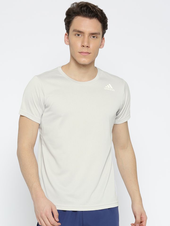ADIDAS Men Grey Freelift CL Solid Round Neck T shirt