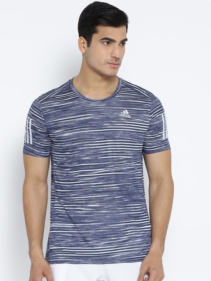 Buy ADIDAS Men Blue Off White RS SS Running T Shirt Tshirts