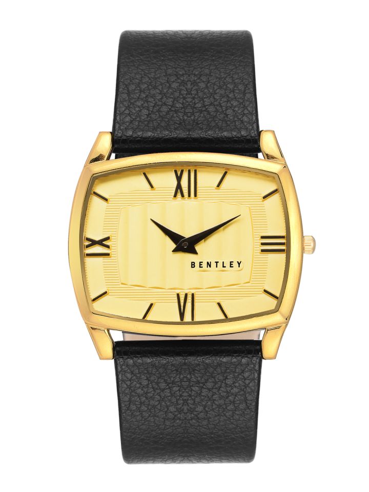 BENTLEY Men Black Gold Toned Analogue Watch
