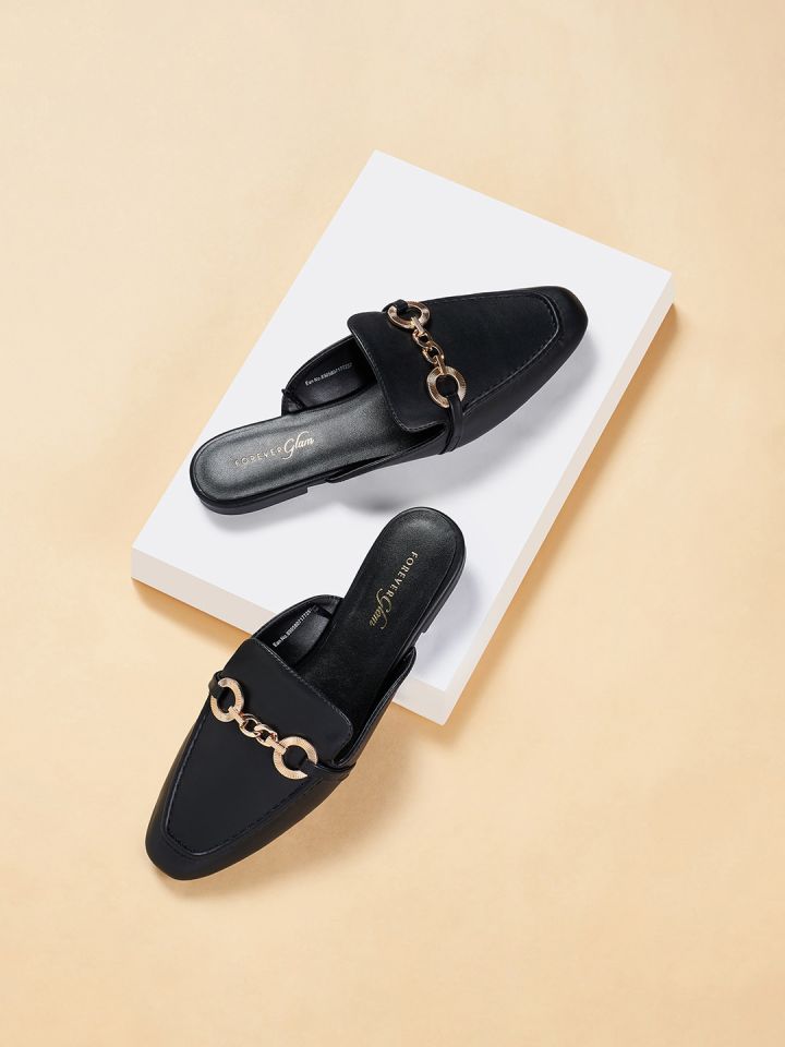 Buy Forever Glam By Pantaloons Square Toe Slip On Mules Flats
