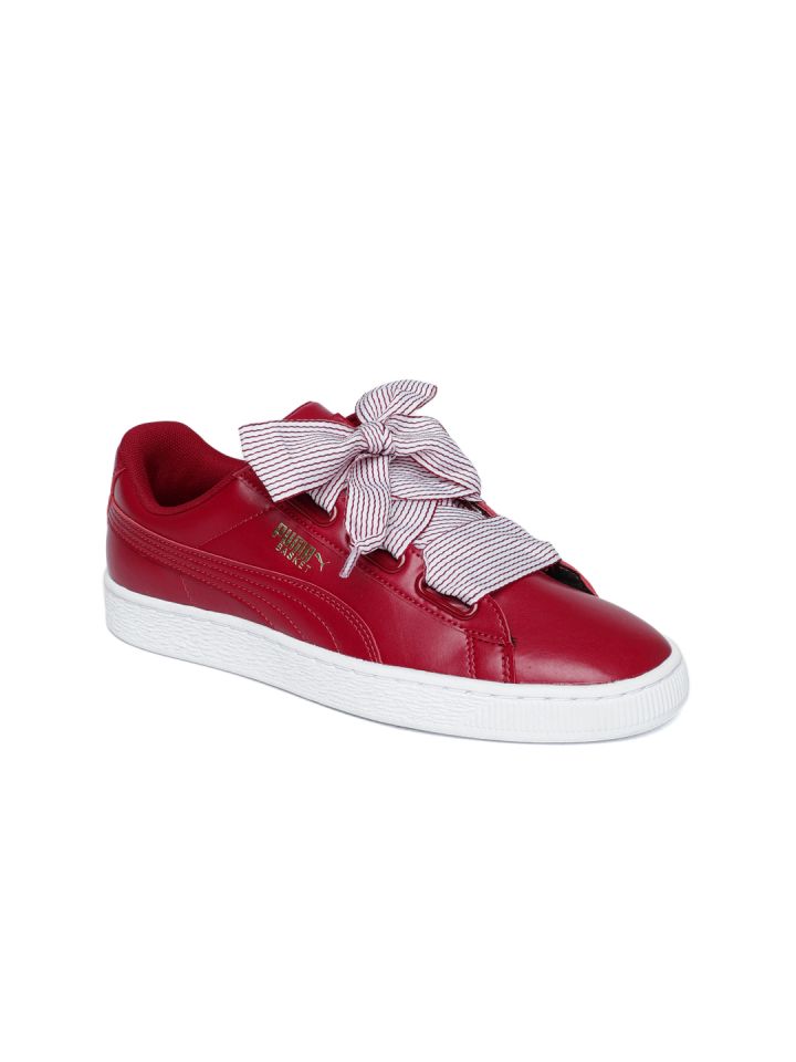 Puma Women Red Basket Heart Sneakers