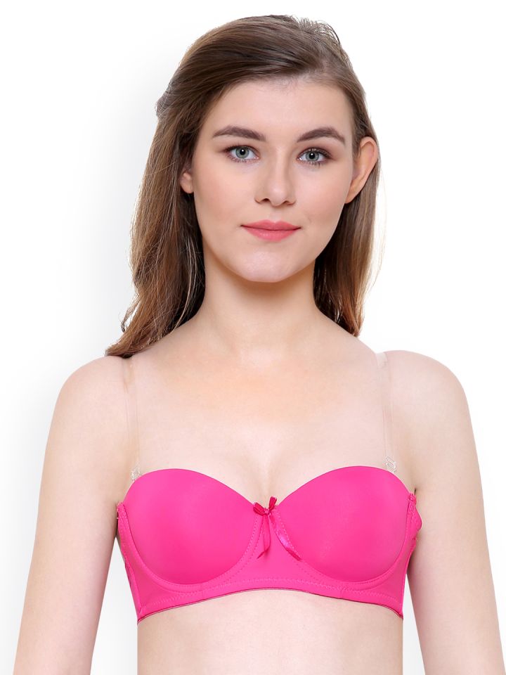 Buy Friskers Pink Solid Underwired Heavily Padded Push Up Bra O