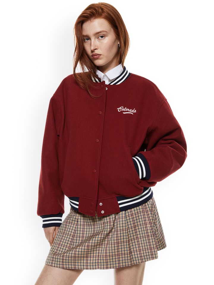 H&m maroon sales bomber jacket