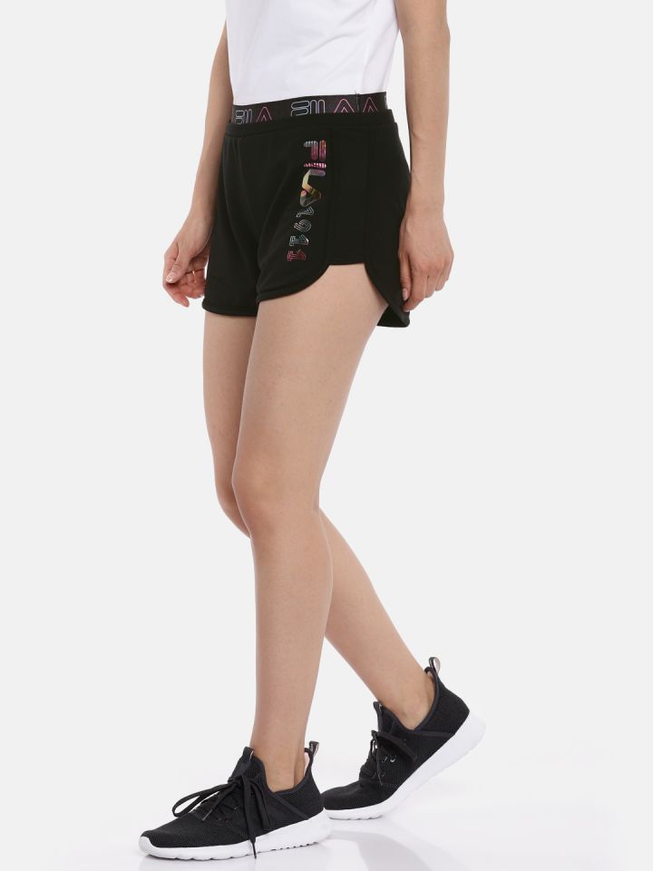 Buy FILA Women Black Solid Regular Fit DAISY Sports Shorts